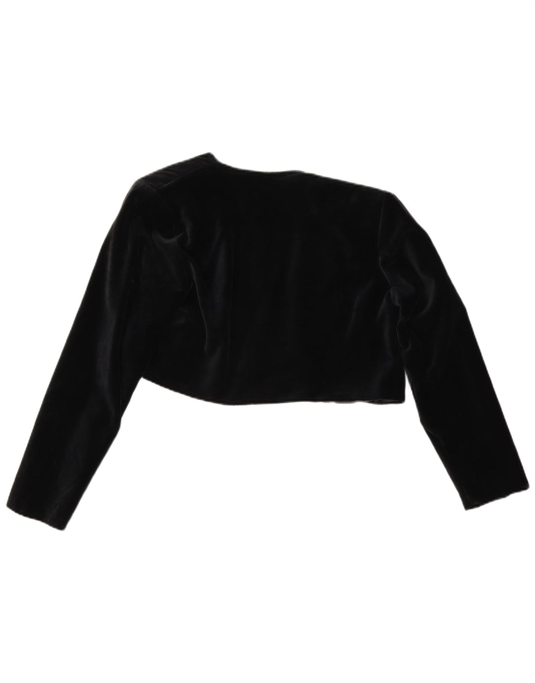 Giacca bolero aperta in velluto da donna vintage UK 14 poliestere nero medio