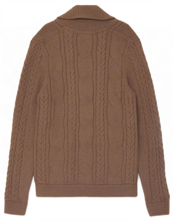 Ted Baker Mens Cardigan Sweater Size 4 Large Brown Cotton