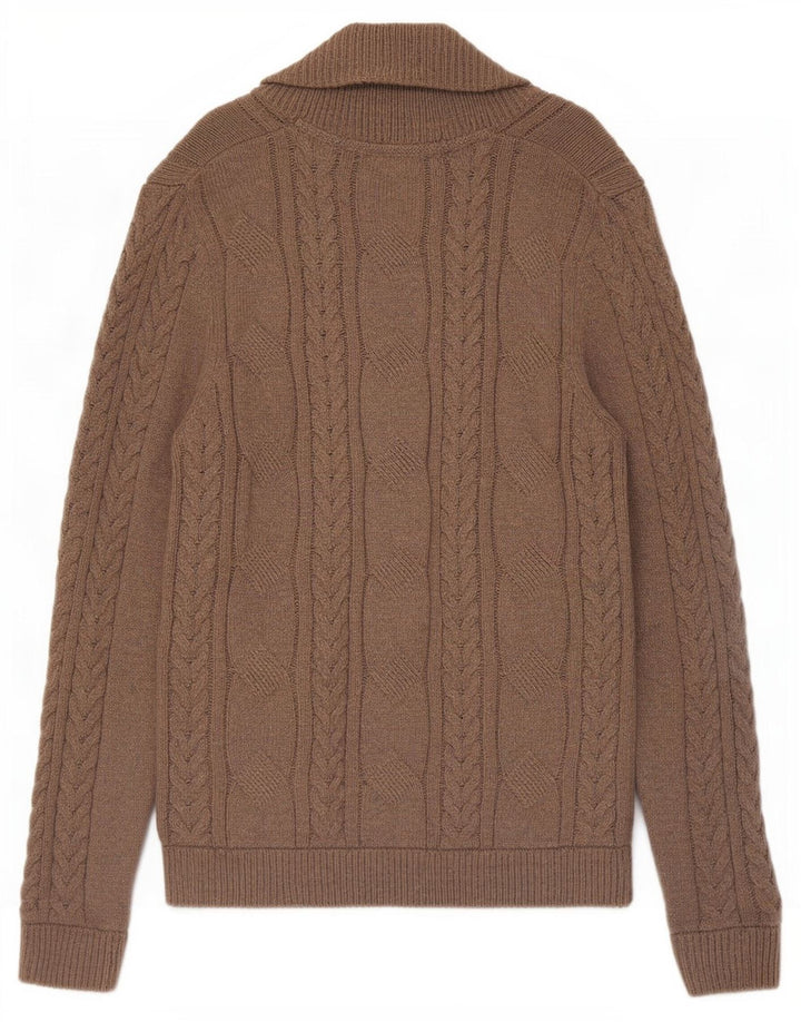 Maglione cardigan da uomo Ted Baker taglia 4 grande cotone marrone