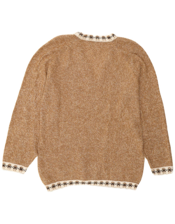 Maglione da uomo con scollo a V El Inka, lana di alpaca Fair Isle beige grande