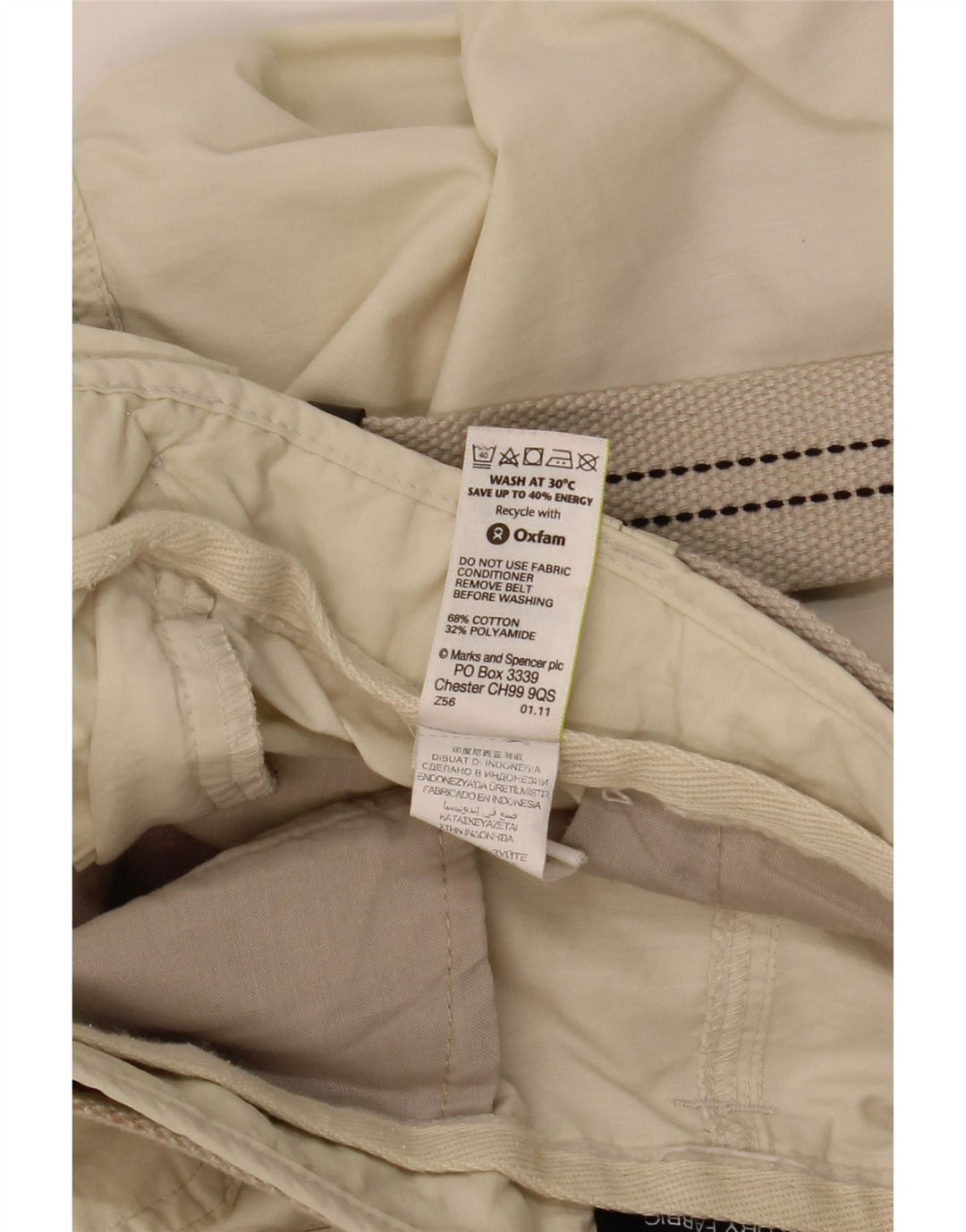MARKS & SPENCER Bermuda cargo da uomo W38 XL Cotone beige