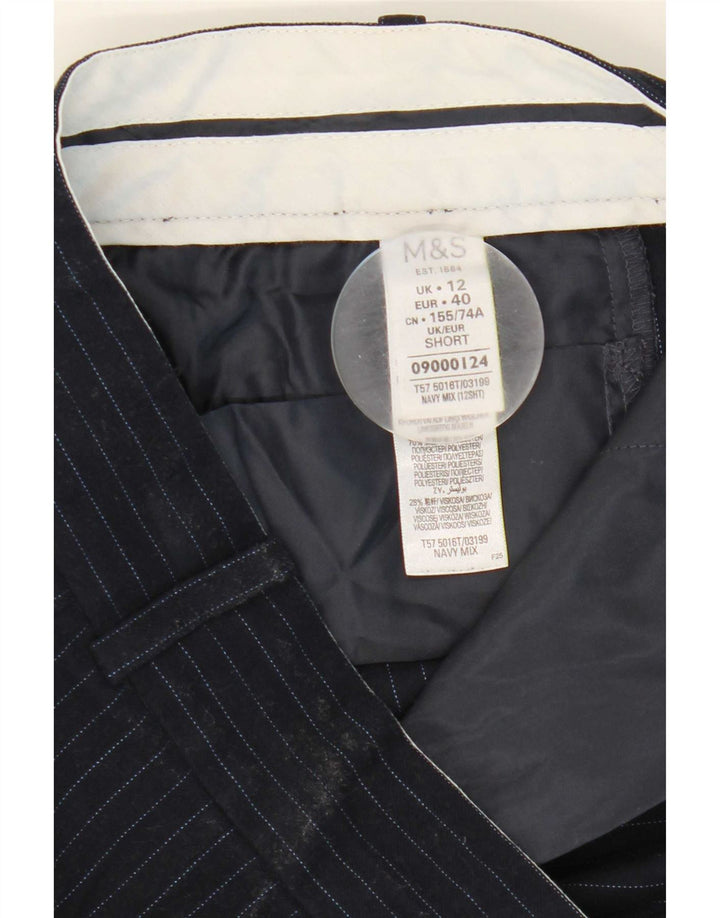 Pantaloni da abito da donna Marks & Spencer UK 12 Medium W32 L27 Blu Navy