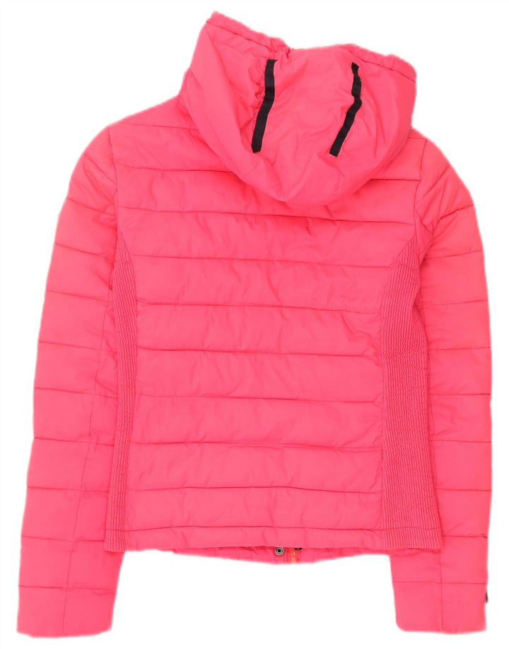 Giacca imbottita con cappuccio da donna SUPERDRY UK 10 piccola in nylon rosa