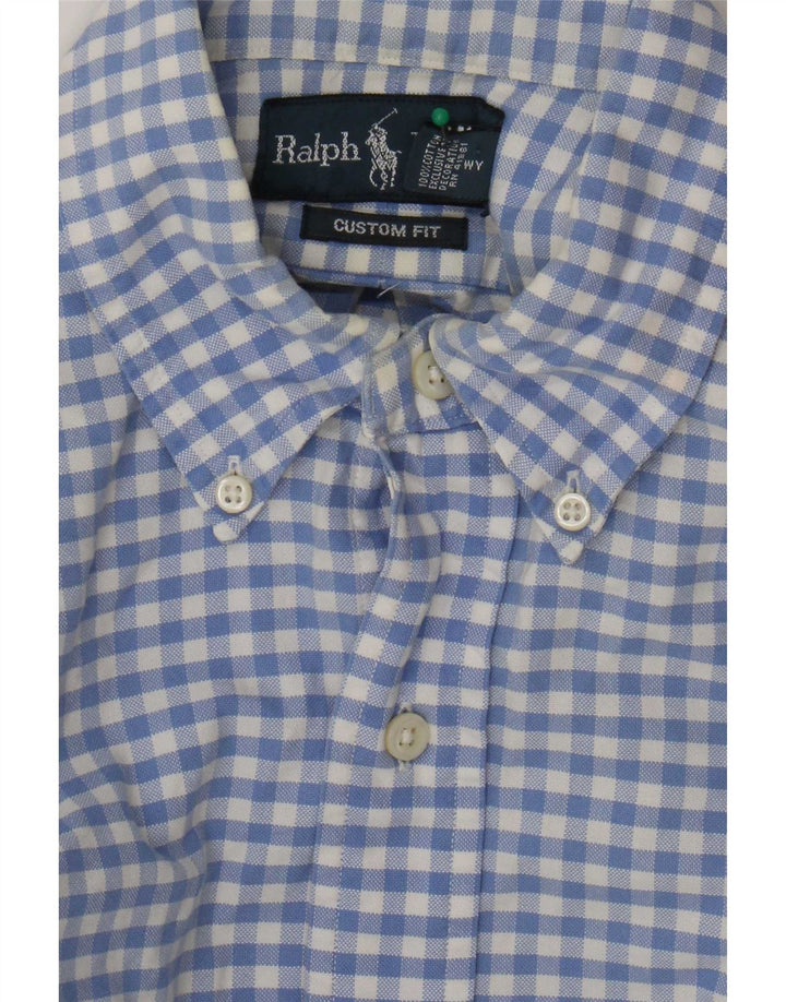 Camicia Ralph Lauren da uomo su misura, piccola, in cotone a quadretti blu