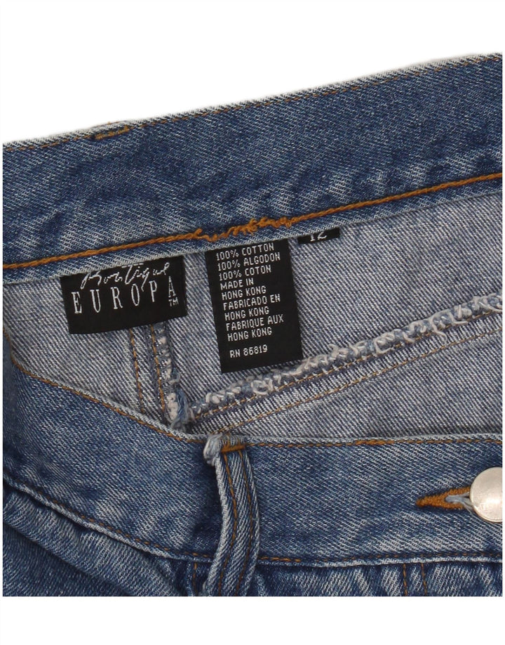 Mini gonna di jeans da donna VINTAGE UK 12 media W30 cotone blu
