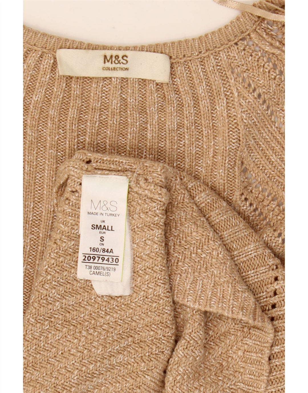 Maglione cardigan oversize da donna Marks & Spencer UK 10 piccolo beige screziato