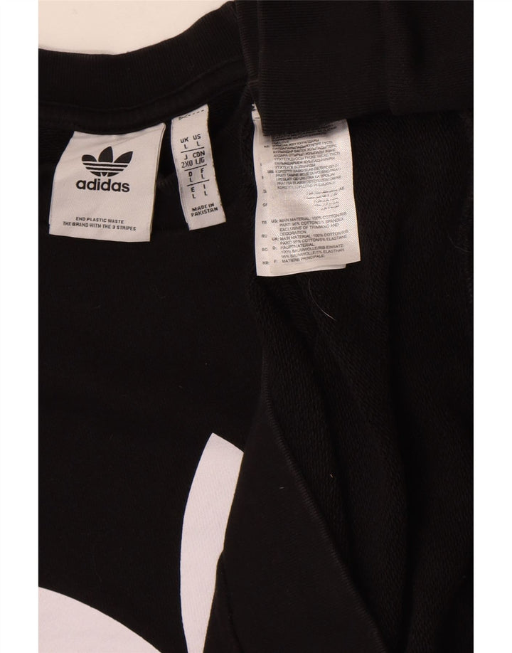 Felpa grafica da uomo Adidas Maglione grande cotone nero