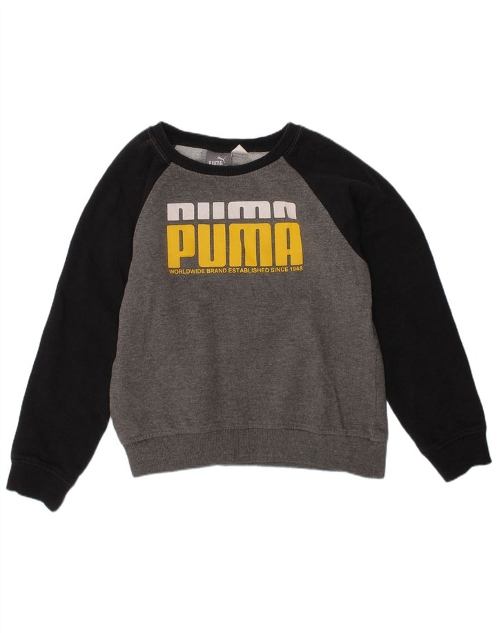 Felpa grafica da ragazzo Puma 5-6 anni in cotone grigio
