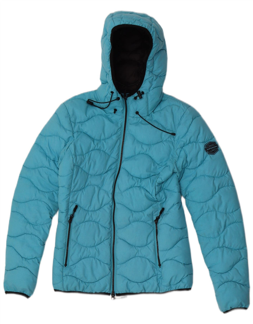 Giacca imbottita con cappuccio da donna Superdry UK 8 Small Blu Poliestere