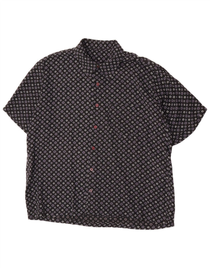 Camicia vintage da uomo a maniche corte nera media geometrica