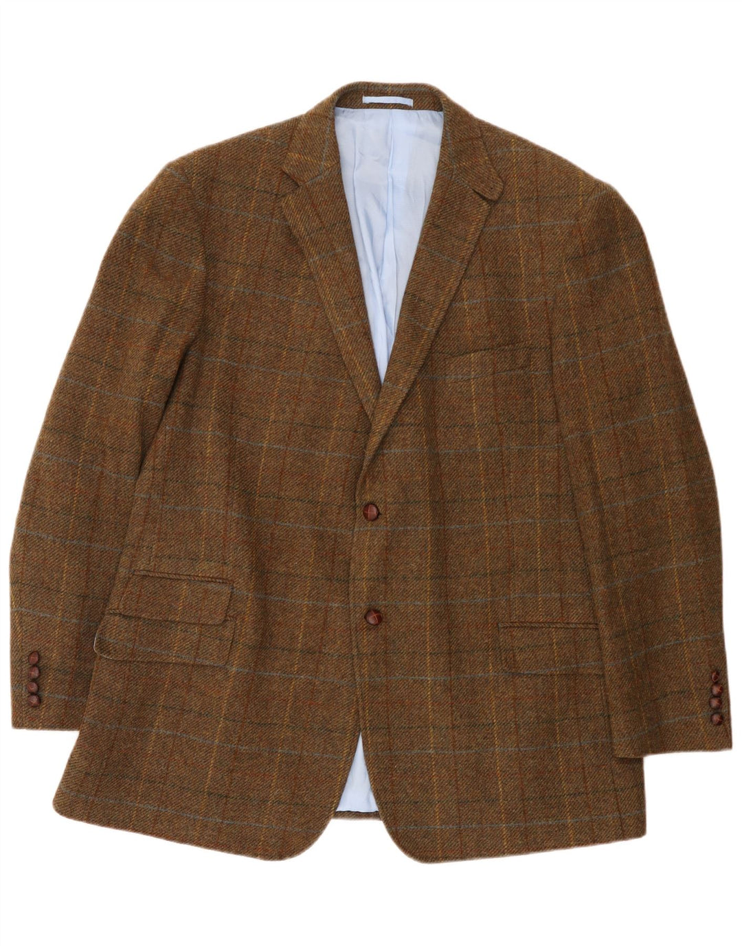 Giacca blazer a 2 bottoni Marks & Spencer da uomo UK 48 2XL lana a quadri marrone