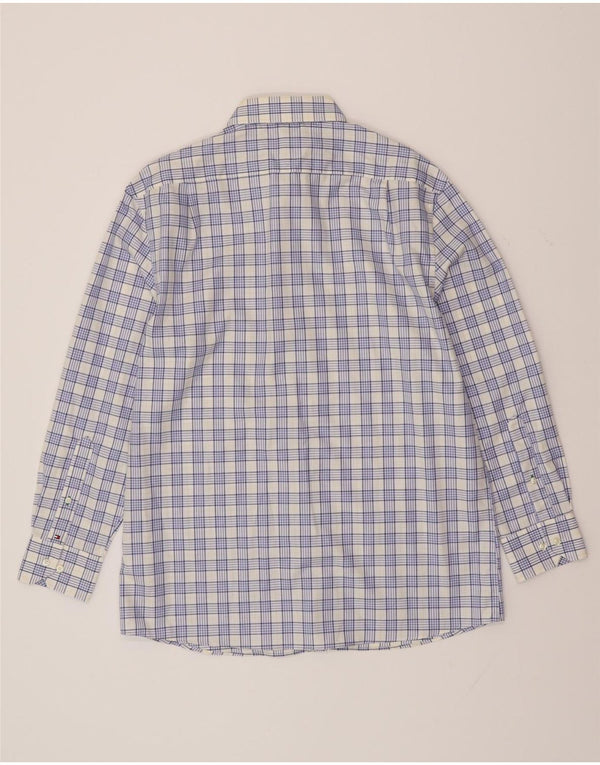 TOMMY HILFIGER Camicia da uomo taglia 16 1/2 grande cotone a quadri blu