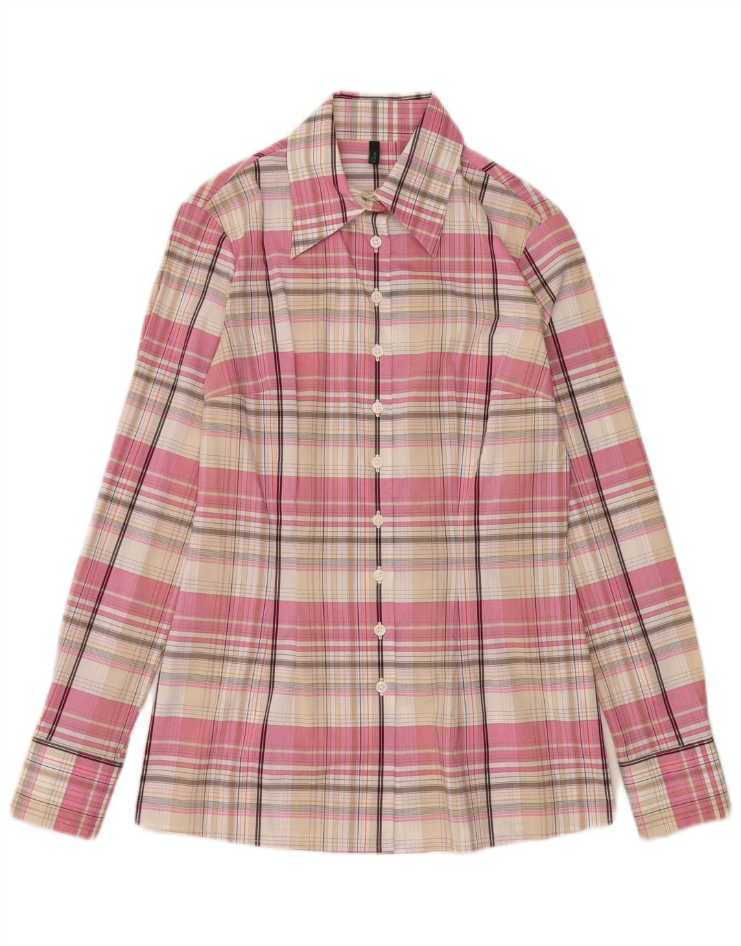 Camicia da donna Benetton UK 10 piccolo cotone scozzese rosa