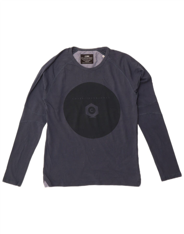 Jack & Jones Top grafico da uomo a maniche lunghe blu navy medio