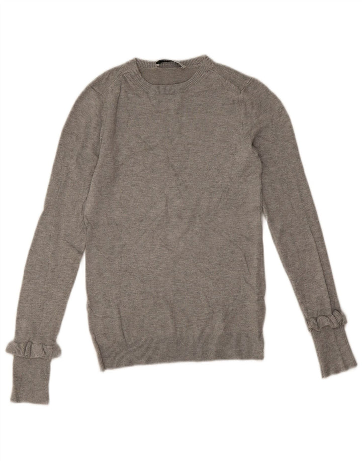 Maglione maglione girocollo da donna Zara UK 10 piccolo in viscosa grigia