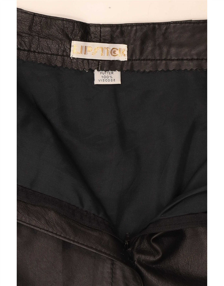 Gonna in pelle vintage da donna W28 media nera