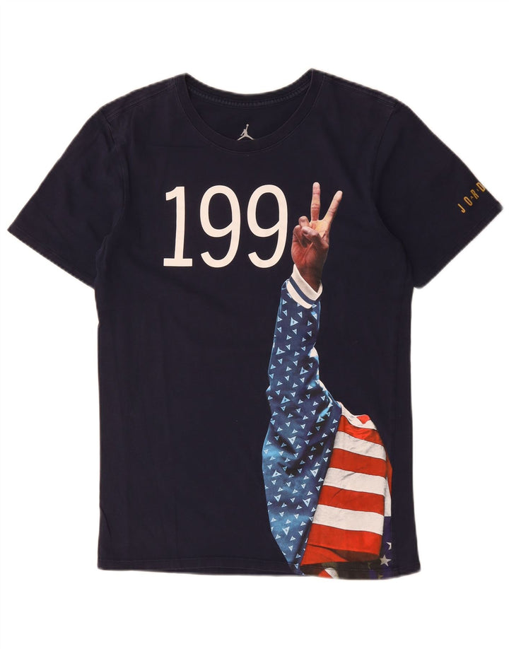 JORDAN T-shirt grafica da uomo Top piccola in cotone blu navy