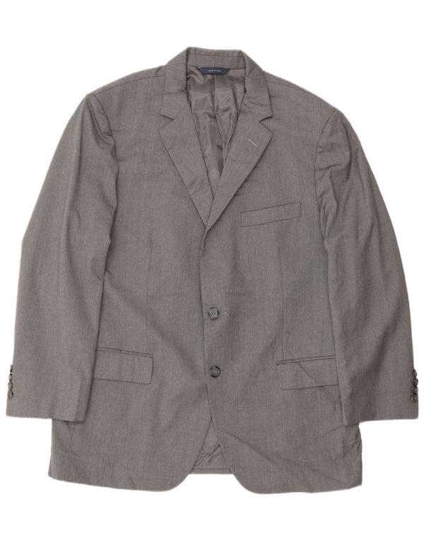 Giacca blazer slim da uomo a 2 bottoni Brooks Brothers UK 42 XL lana grigia