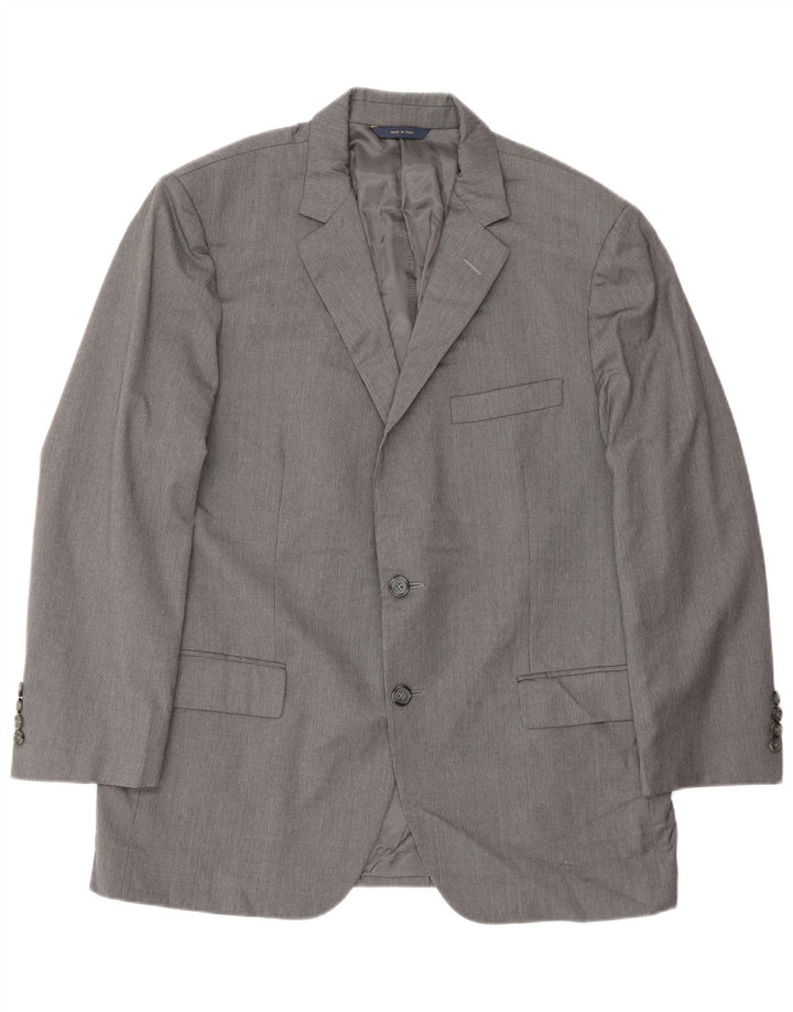 Giacca blazer slim da uomo a 2 bottoni Brooks Brothers UK 42 XL lana grigia