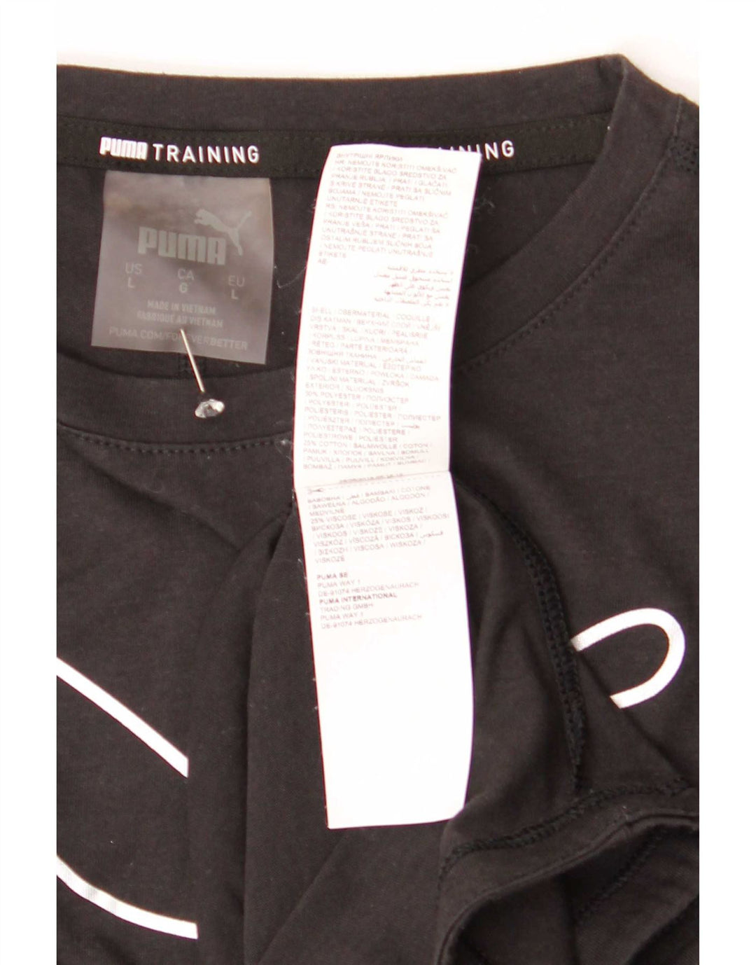 Puma T-shirt grafica da donna Top UK 16 Large Nero Poliestere