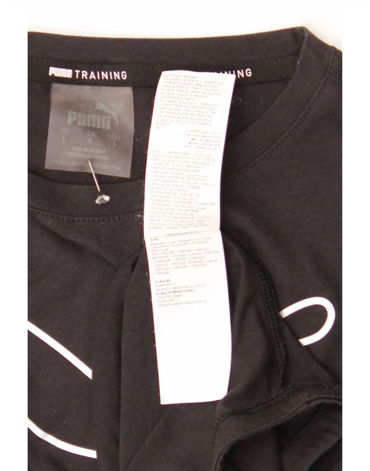 Puma T-shirt grafica da donna Top UK 16 Large Nero Poliestere