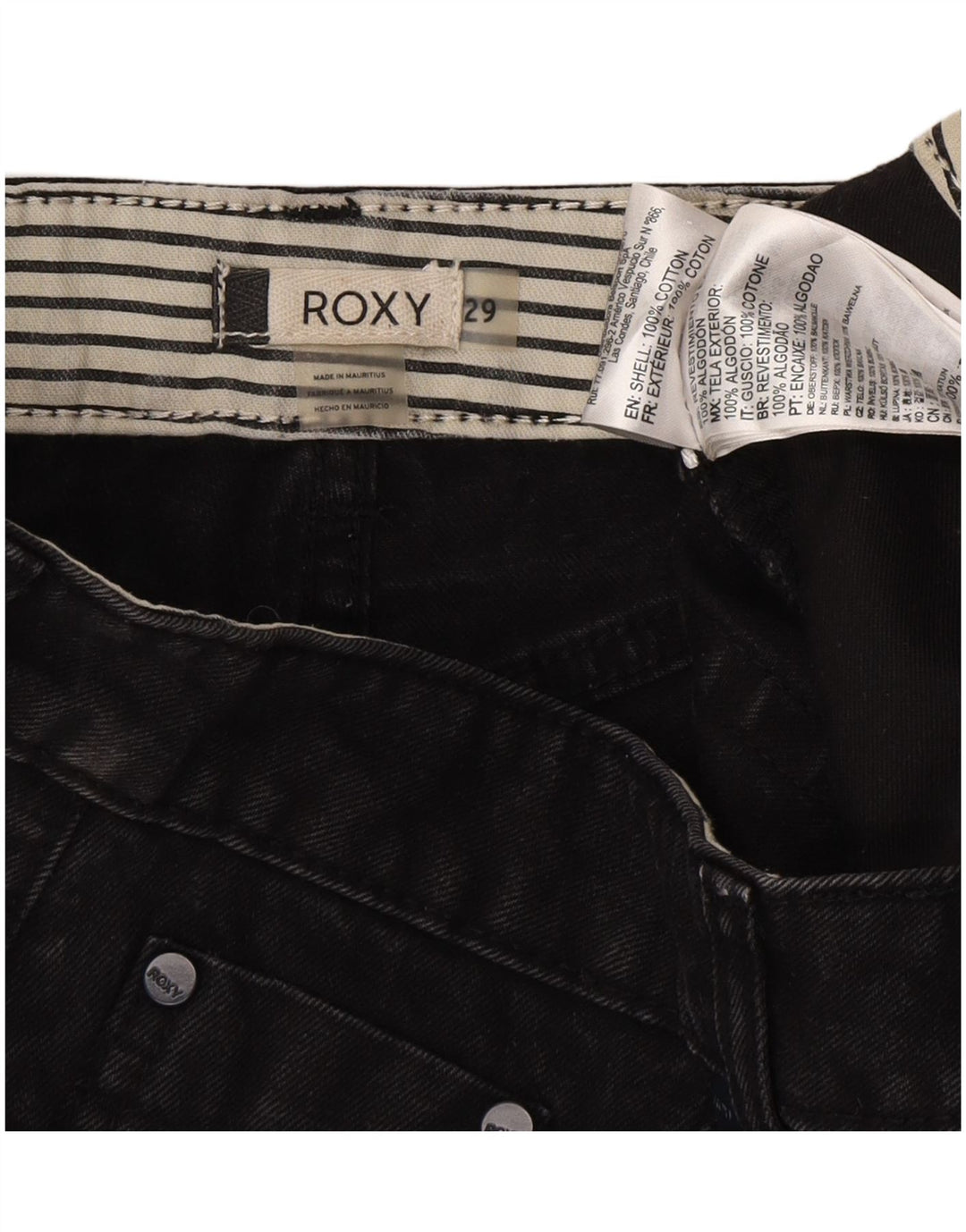 Pantaloni caldi denim da donna Roxy W29 cotone nero medio