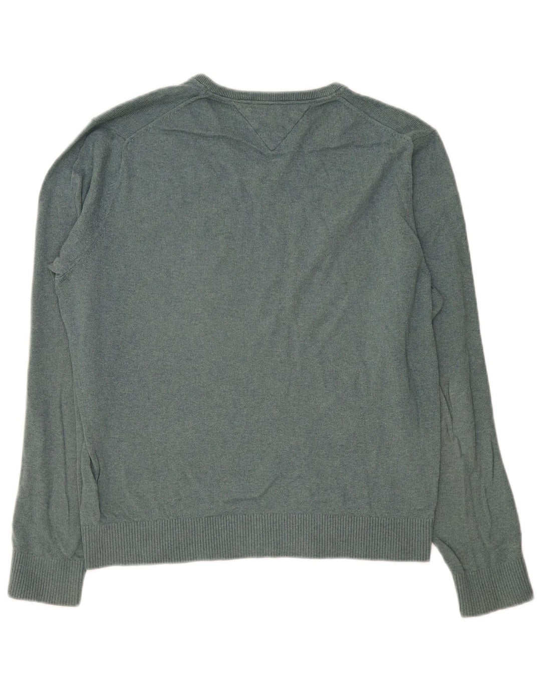 Maglione maglione con scollo a V da uomo Tommy Hilfiger grande cotone verde