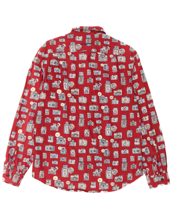 Camicia Desigual da uomo con motivo astratto, vestibilità regolare, cotone bordeaux medio