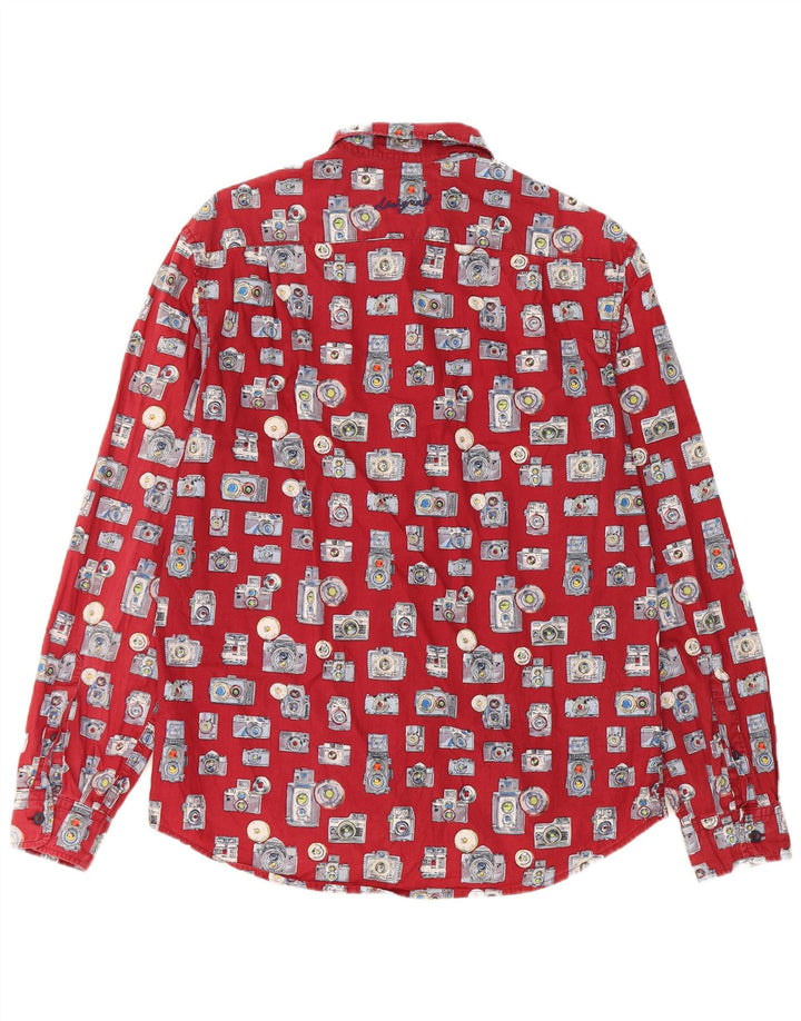 Camicia Desigual da uomo con motivo astratto, vestibilità regolare, cotone bordeaux medio