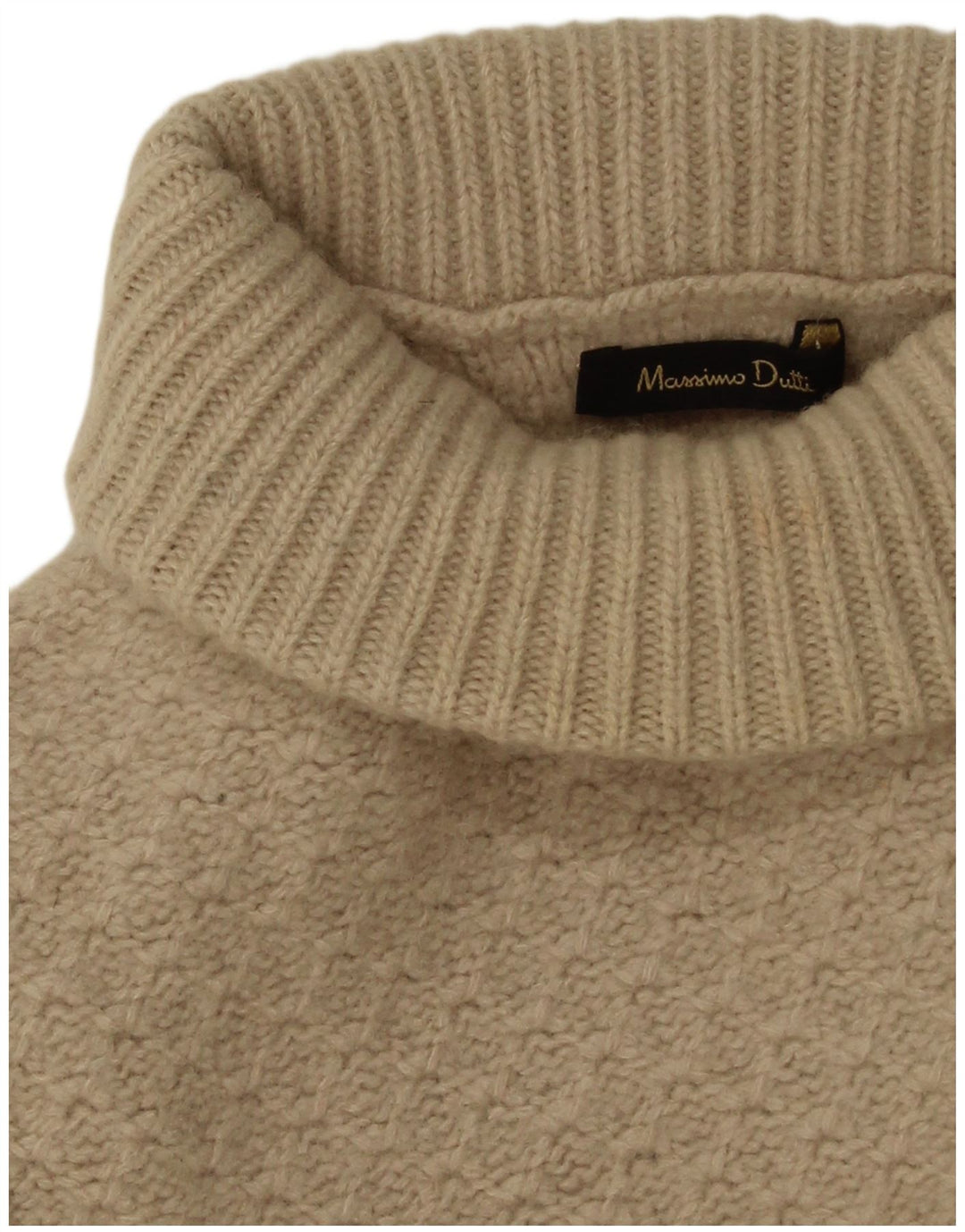 Maglione maglione da donna a collo alto Massimo Dutti UK 14 Large Beige geometrico