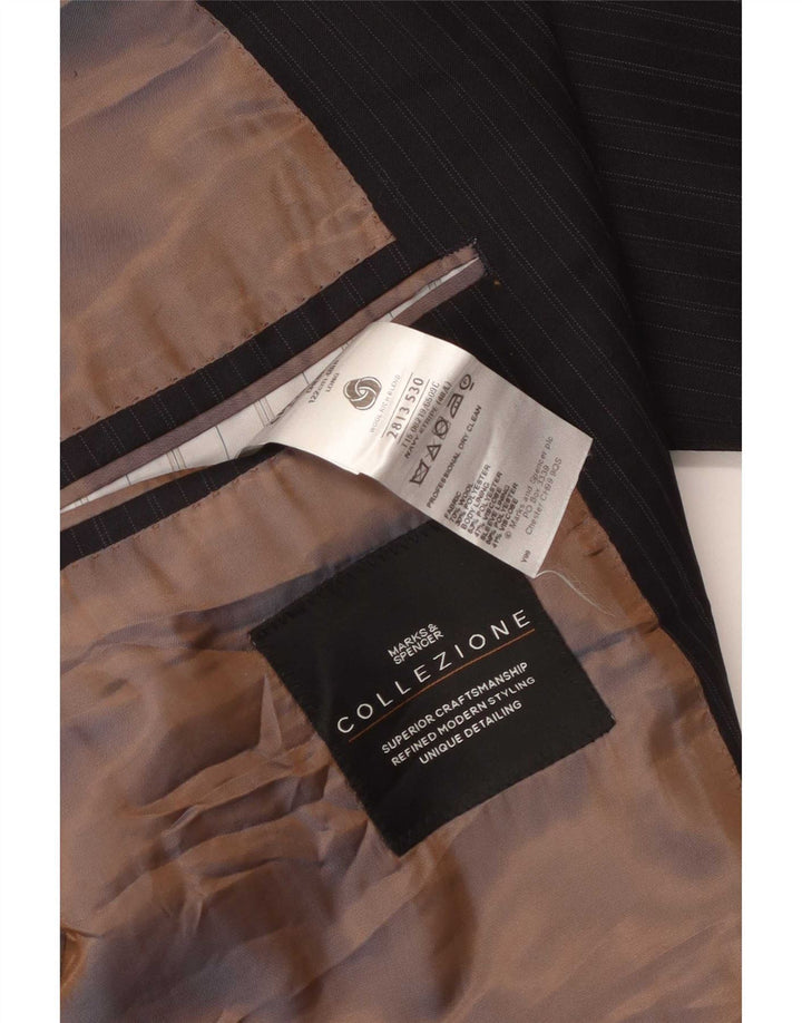 Marks & Spencer Giacca blazer a 2 bottoni da uomo UK 48 2XL Lana gessata nera