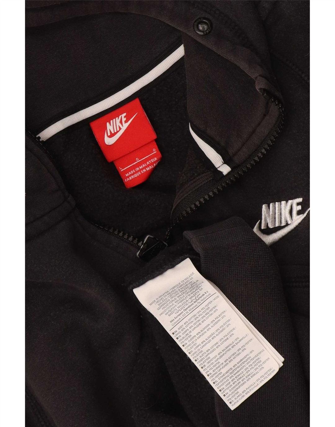 Felpa con cappuccio e zip Nike da uomo, grande, in cotone nero