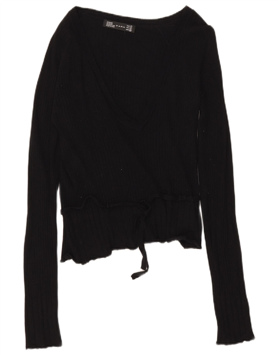 Top Zara da donna a maniche lunghe UK 14 Large Rayon nero
