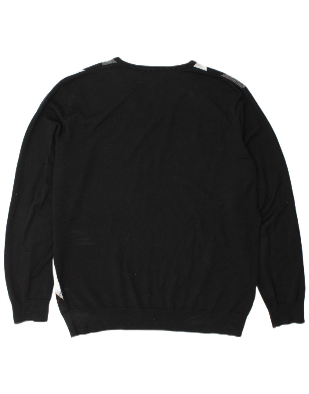 Maglione da uomo con scollo a V Fred Perry XL nero a rombi/lana diamante