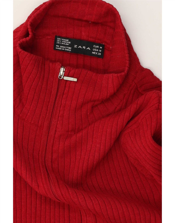 Maglione cardigan da donna Zara UK 12 Medium Red Ramie