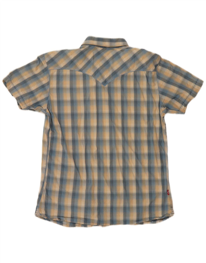 LEVI'S Camicia a maniche corte da uomo in cotone a quadri blu medio