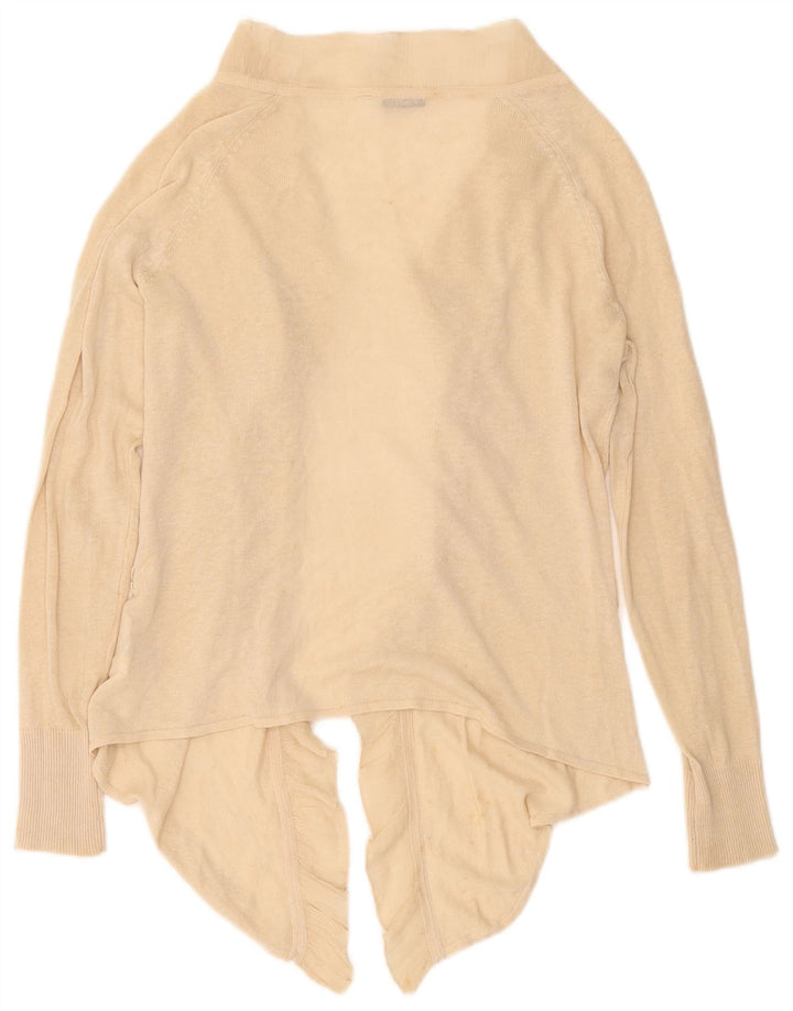 Maglione cardigan aperto da donna Marella UK 10 piccolo lino beige