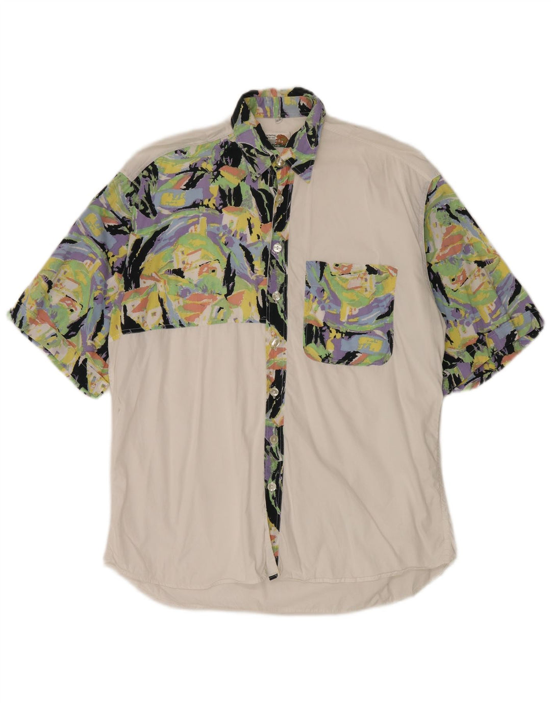 Camicia a maniche corte da uomo Le Frog taglia 39 40 blocco colore bianco medio