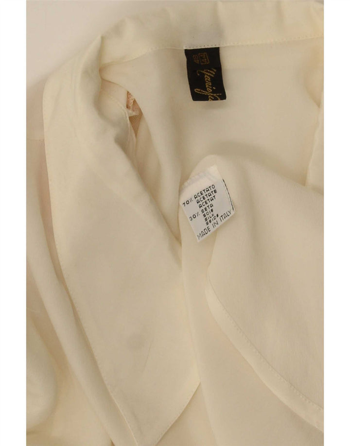 Camicetta camicia vintage da donna IT 44 Acetato bianco sporco medio