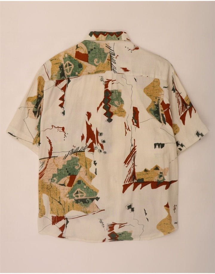 Angelo Litrico Camicia da uomo con motivo astratto taglia 41/42 grande bianco sporco