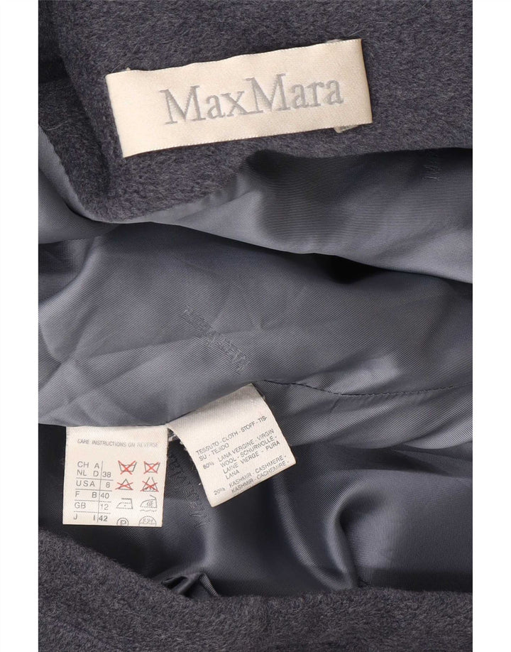 Giacca Parka oversize con cappuccio da donna Max Mara UK 12 Lana vergine grigio medio