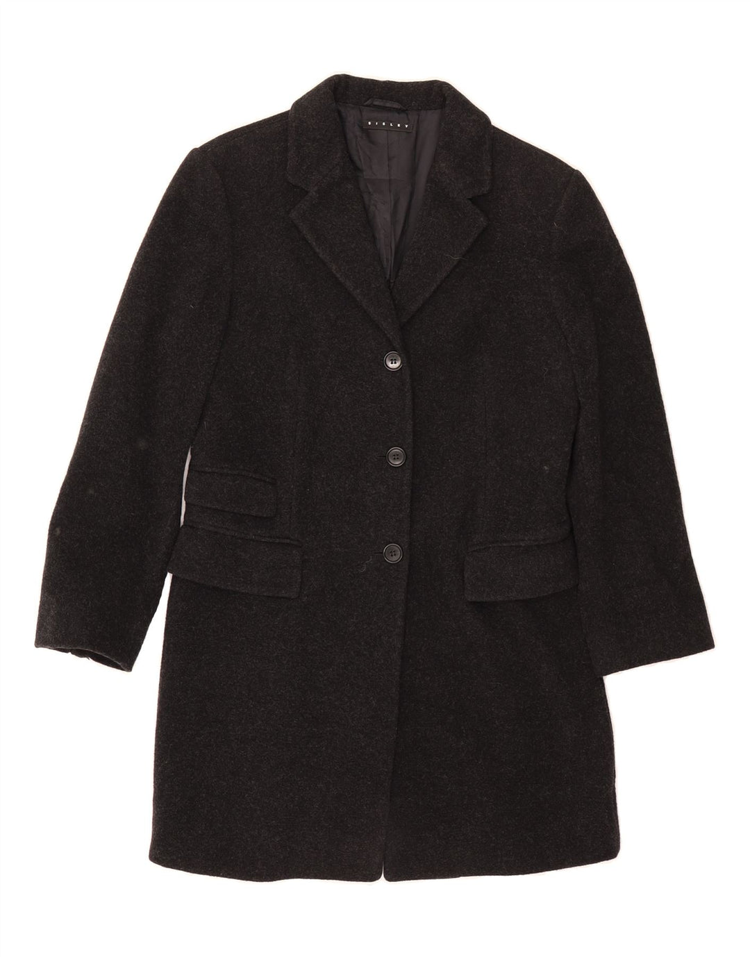 SISLEY Womens Overcoat UK 12 Medium Black Viscose Vintage Sisley and Second-Hand Sisley from Messina Hembry 