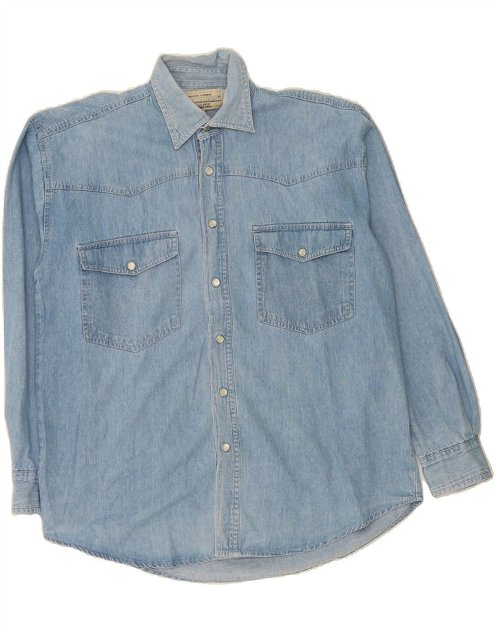 VINTAGE Mens Denim Shirt Size 37/38 Small Blue Cotton Vintage Vintage and Second-Hand Vintage from Messina Hembry 