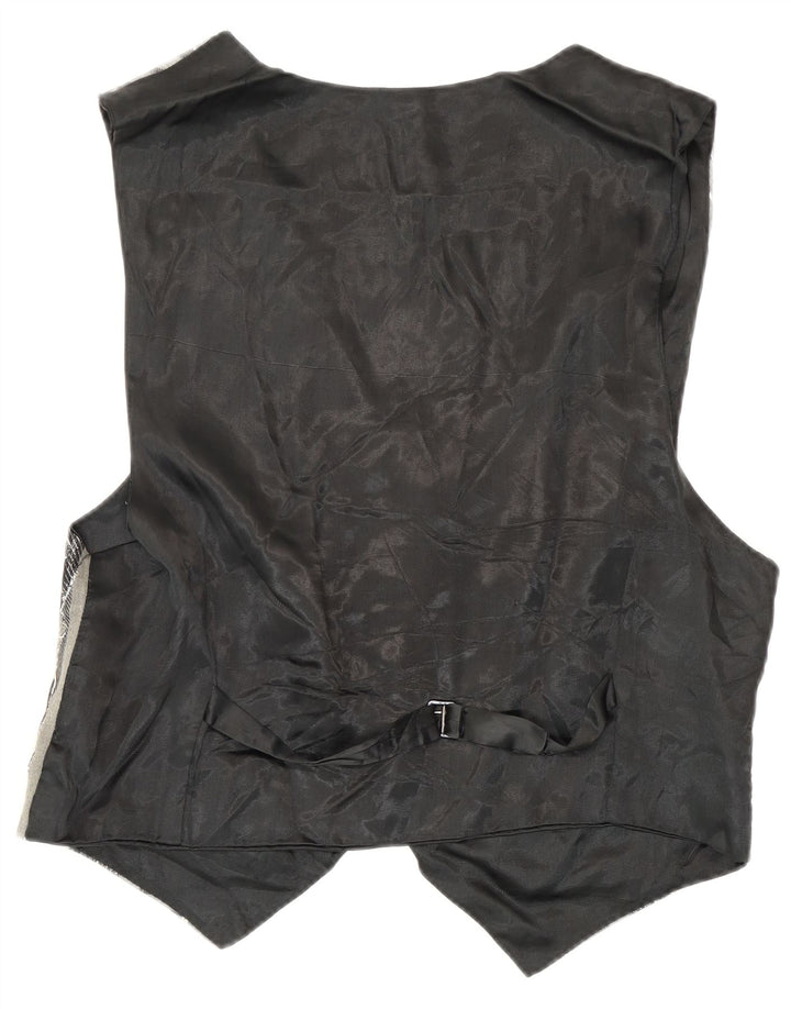 Gilet vintage da uomo con motivo astratto piccolo in rayon grigio