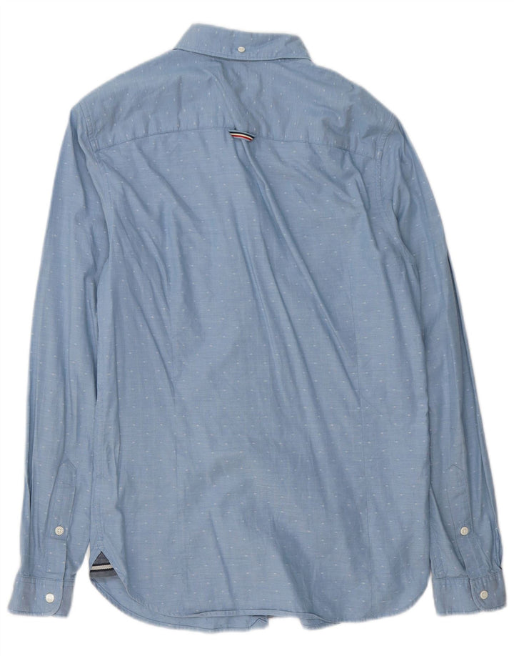 Camicia da uomo Tommy Hilfiger piccola in cotone maculato blu