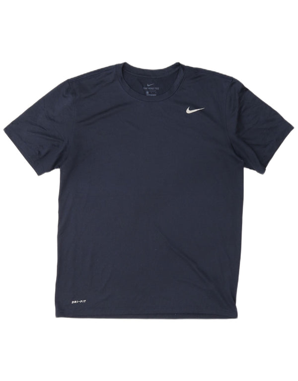 Nike Mens Dri Fit T-Shirt Top Large Navy Blue Polyester