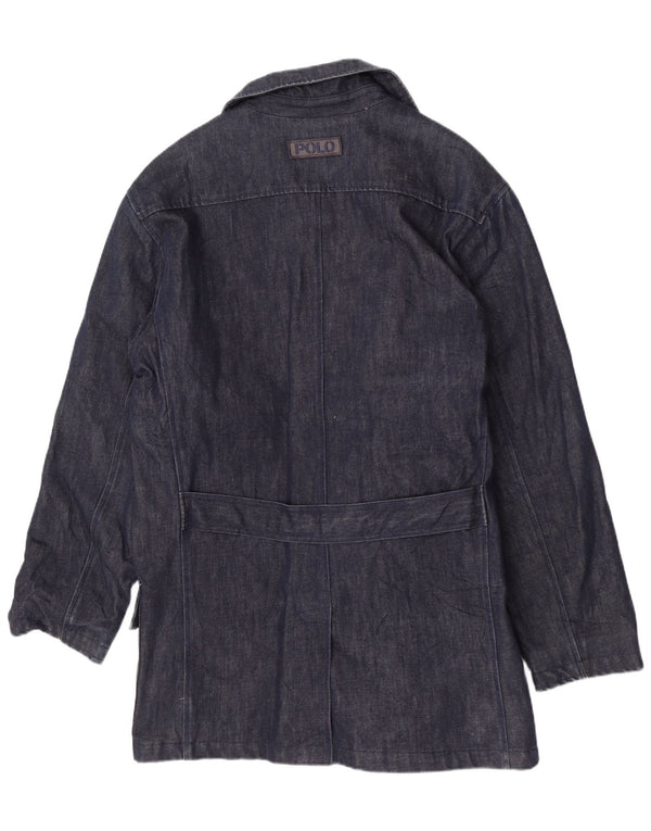 Polo Ralph Lauren Cappotto doppiopetto in denim da uomo UK 40 Large Blu Navy