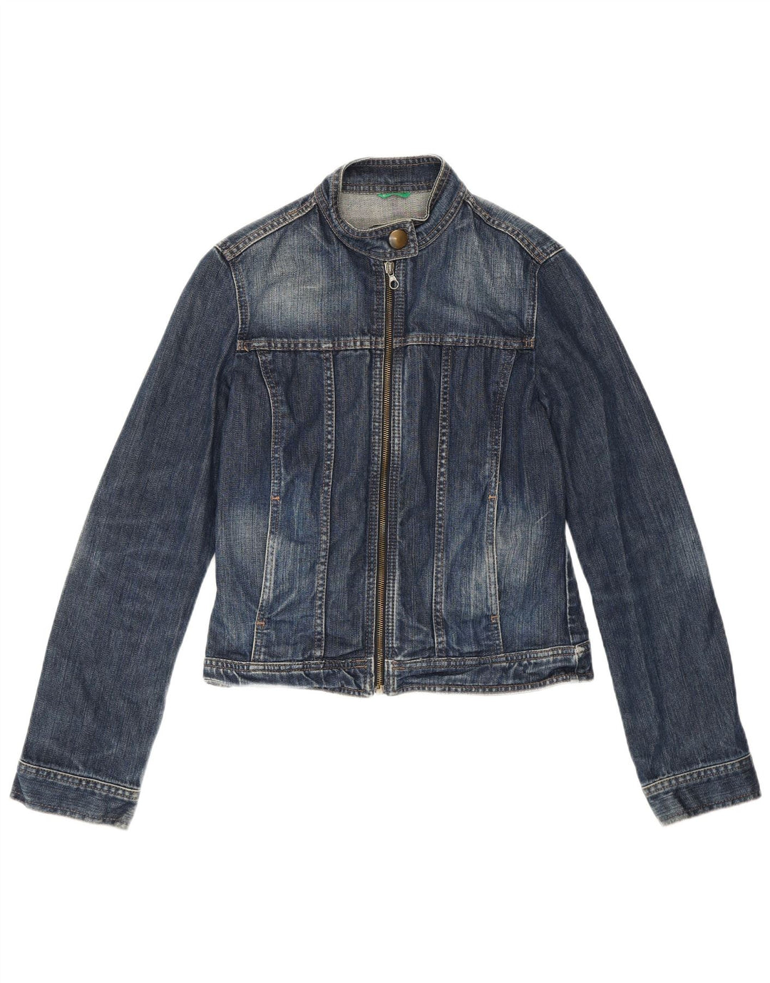 Giacca in denim da donna Benetton UK 8 piccola in cotone blu