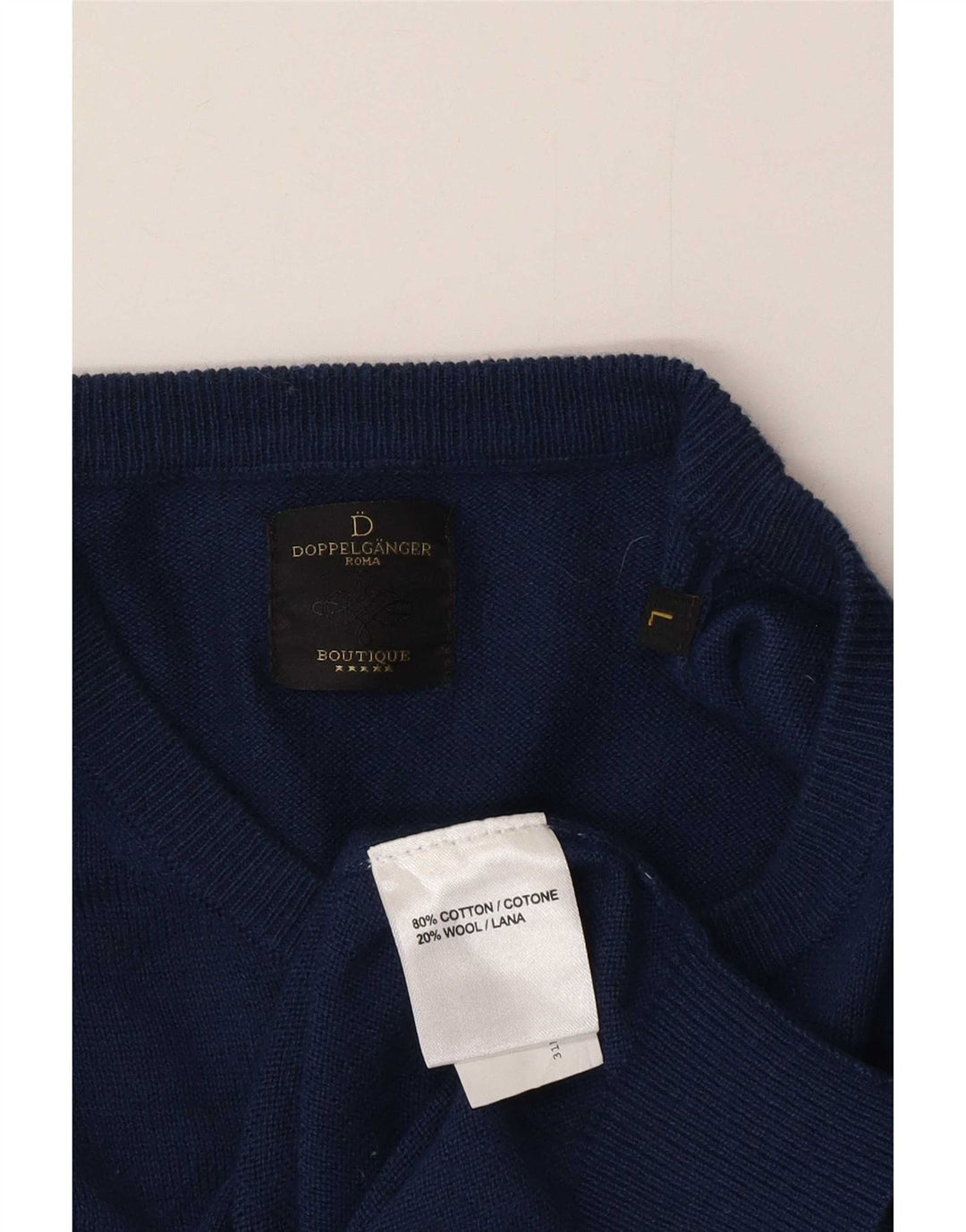 Maglione girocollo da uomo vintage in cotone blu grande