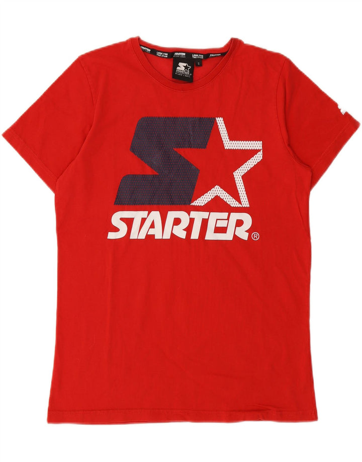 STARTER Mens Graphic T-Shirt Top Small Red Cotton Vintage Starter and Second-Hand Starter from Messina Hembry 